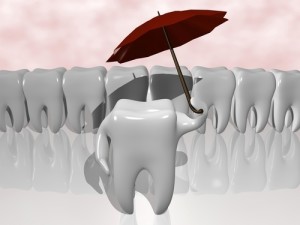 tooth with umbrella